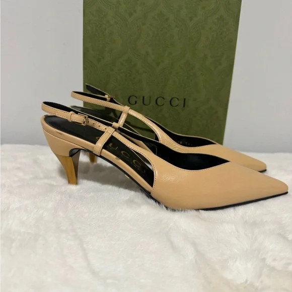 Gucci Women's Beige Slingback Heels - Picture 1 of 9